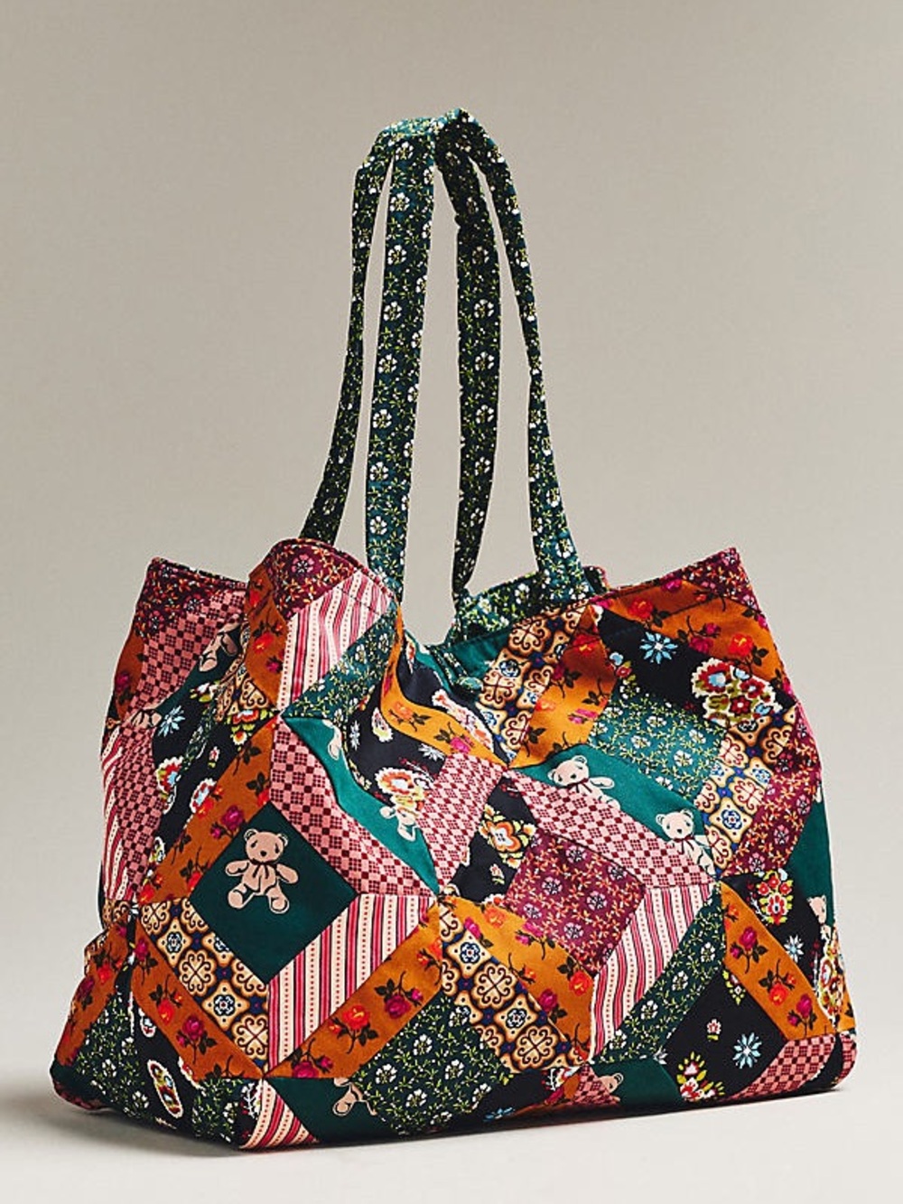 New Anthropologie x Vera Bradley Hathaway tote bag quilted teddy bear pattern